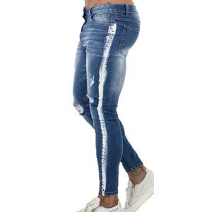GINGTTO Men's Ripped Jeans Blue Slim Fit Skinny Stretch Jeans Pants Sz. 34 NEW